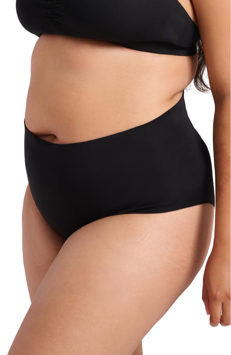 Siella Organic Cotton No-Show Shaping Brief, Alternate, color, Black