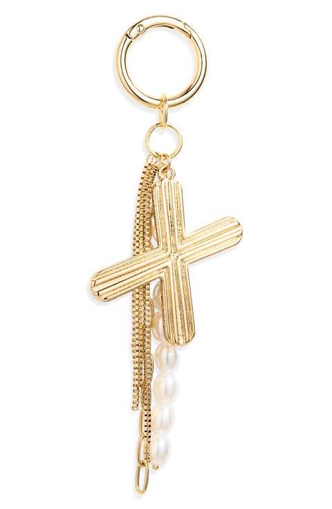 Initial Faux Pearl Bag Charm