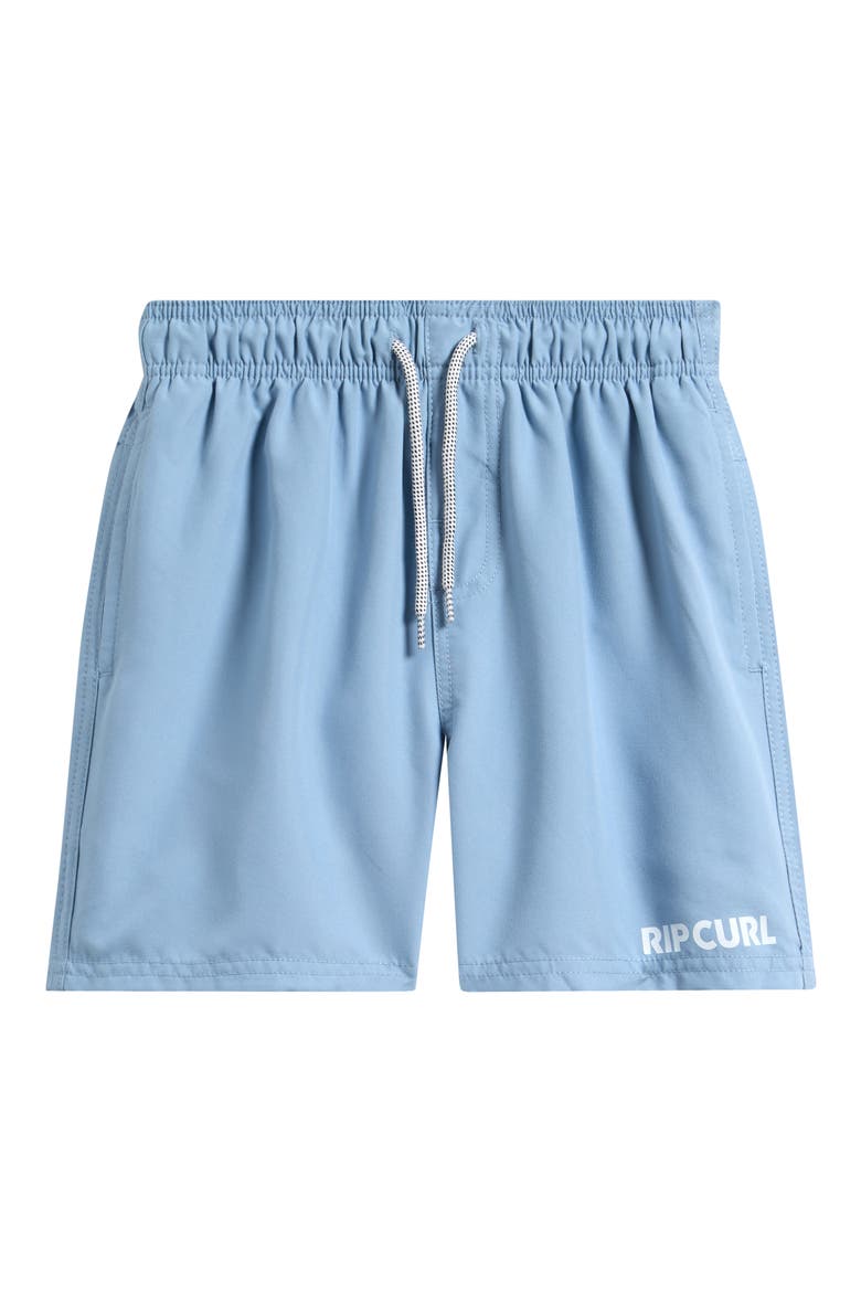 Kids' Streamline Offset Volley Swim Trunks, Main, color, FADED DENIM