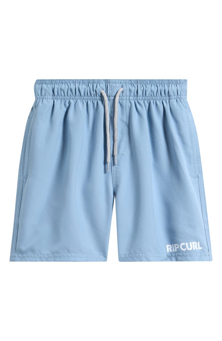 Rip Curl Kids' Streamline Offset Volley Swim Trunks, Main, color, Faded Denim