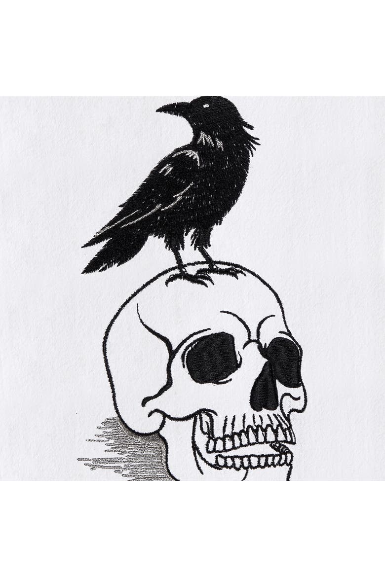 Skull & Crow Halloween Towel, Alternate, color, White