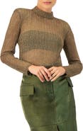 IVONNE Long Sleeve Cropped Blouse with High Neck