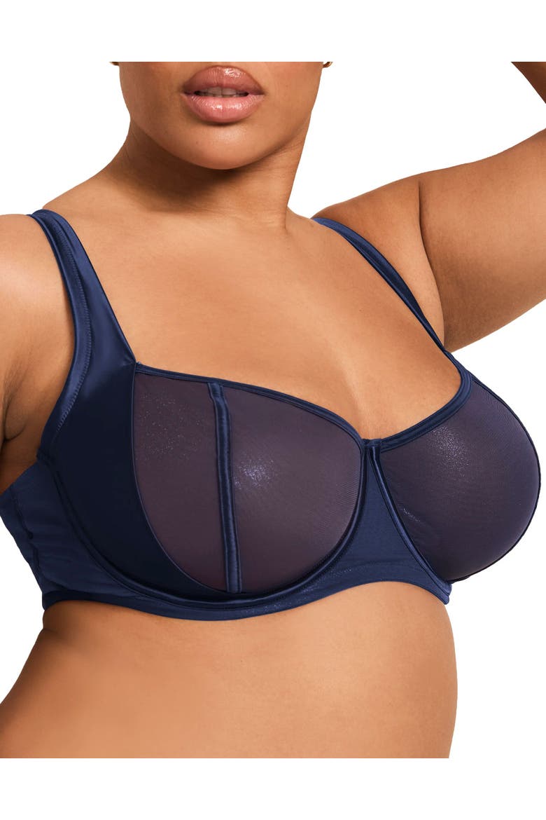 Elen Unlined Balconette Bra, Alternate, color, Dark blue