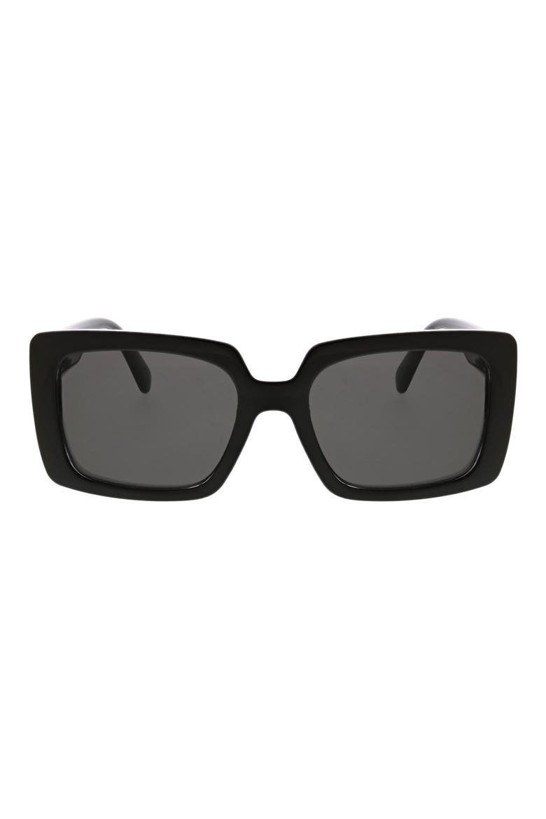 54mm Rectangular Sunglasses, Main, color, SHINY BLACK
