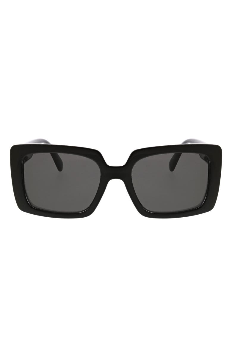 BCBG 54mm Rectangular Sunglasses, Main, color, Shiny Black