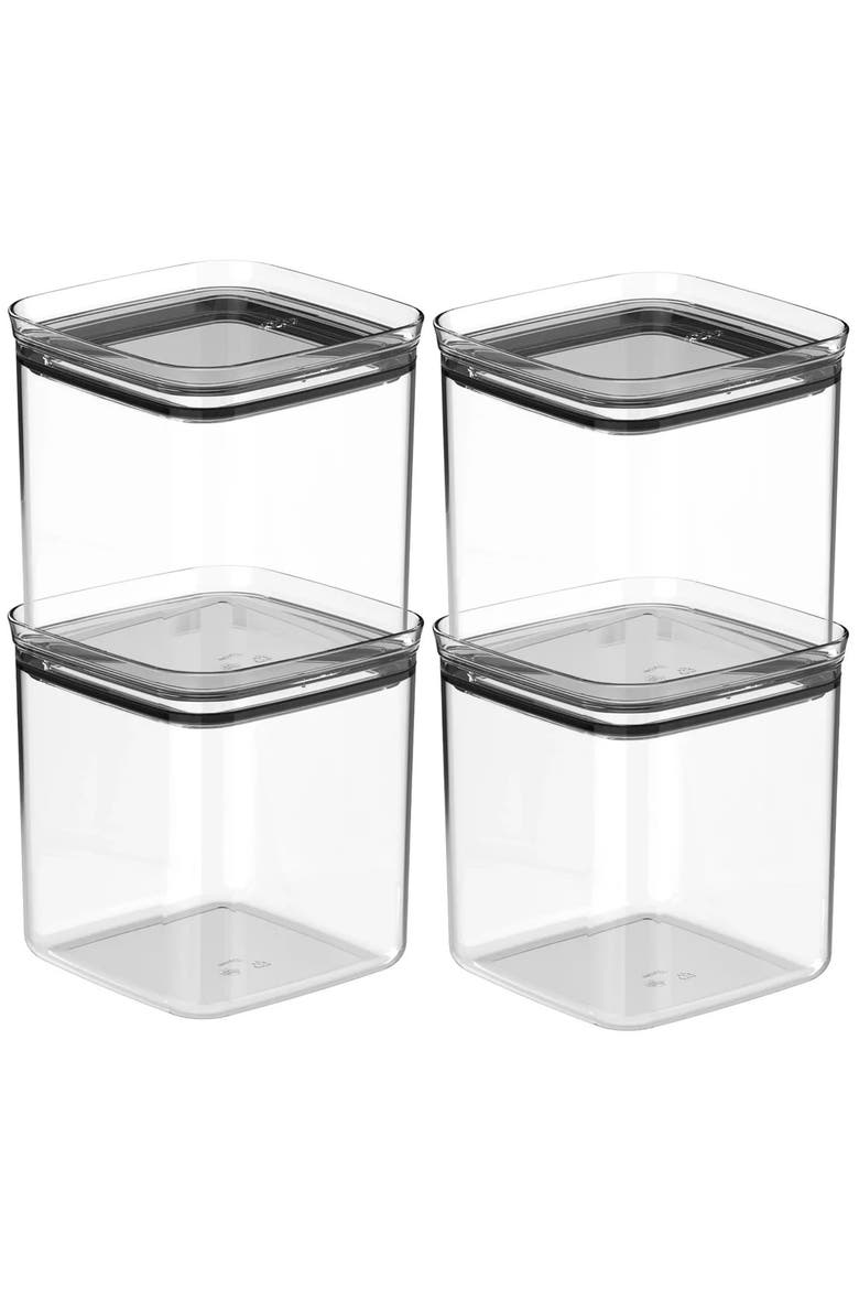 Airtight Clear Stackable Food Storage Container Set with Leak Proof Lid, Main, color, Clear