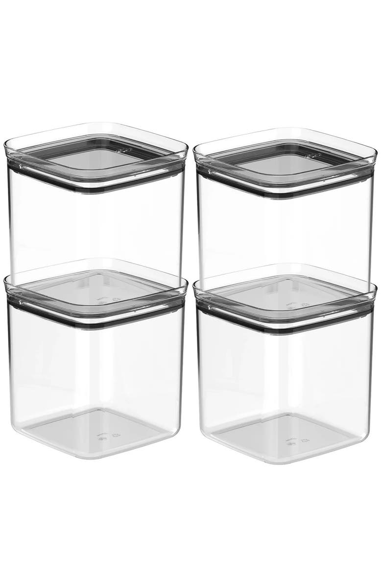 OU Airtight Clear Stackable Food Storage Container Set with Leak Proof Lid, Main, color, 