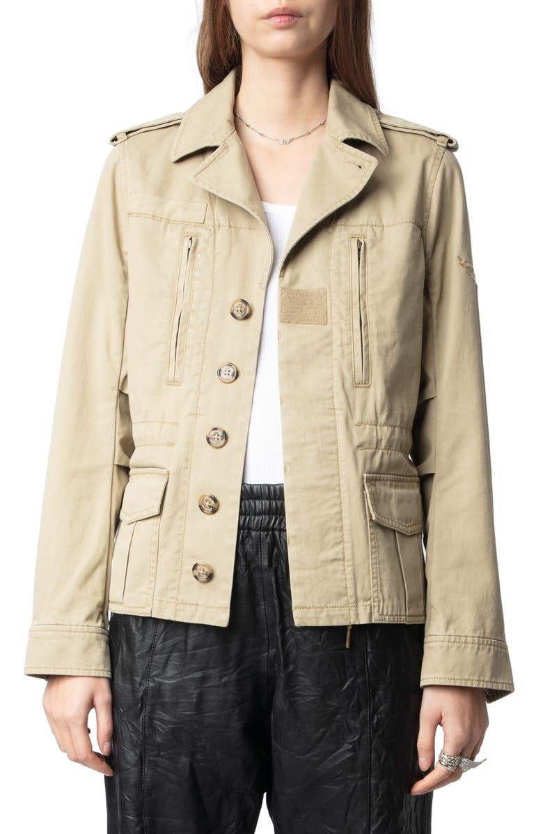 Zadig & Voltaire Klimi Cotton Jacket, Main, color, 