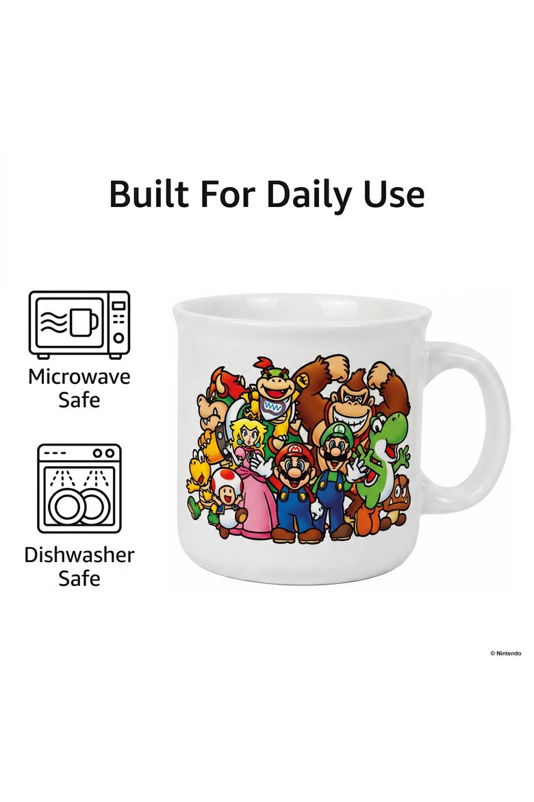 20 oz Super Mario Lineup Ceramic Camper Mug, Alternate, color, White