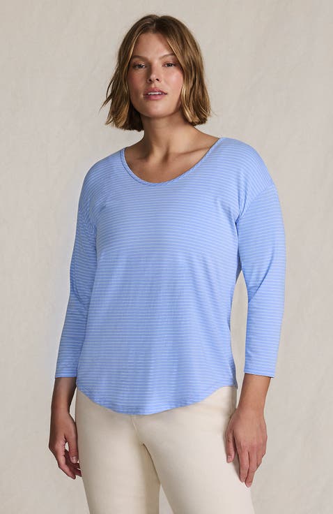 3/4 Sleeve Lightweight Jersey U-Neck Tunic