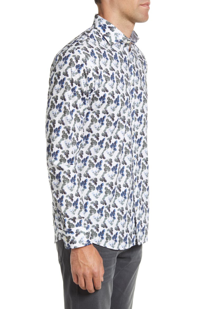 Harold Hi-Flex Stretch Leaf Button-Up Shirt, Alternate, color, PINE