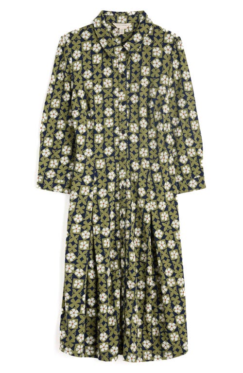 Seasalt Cornwall Cudden Print Organic Cotton Blend Midi Dress In Green
