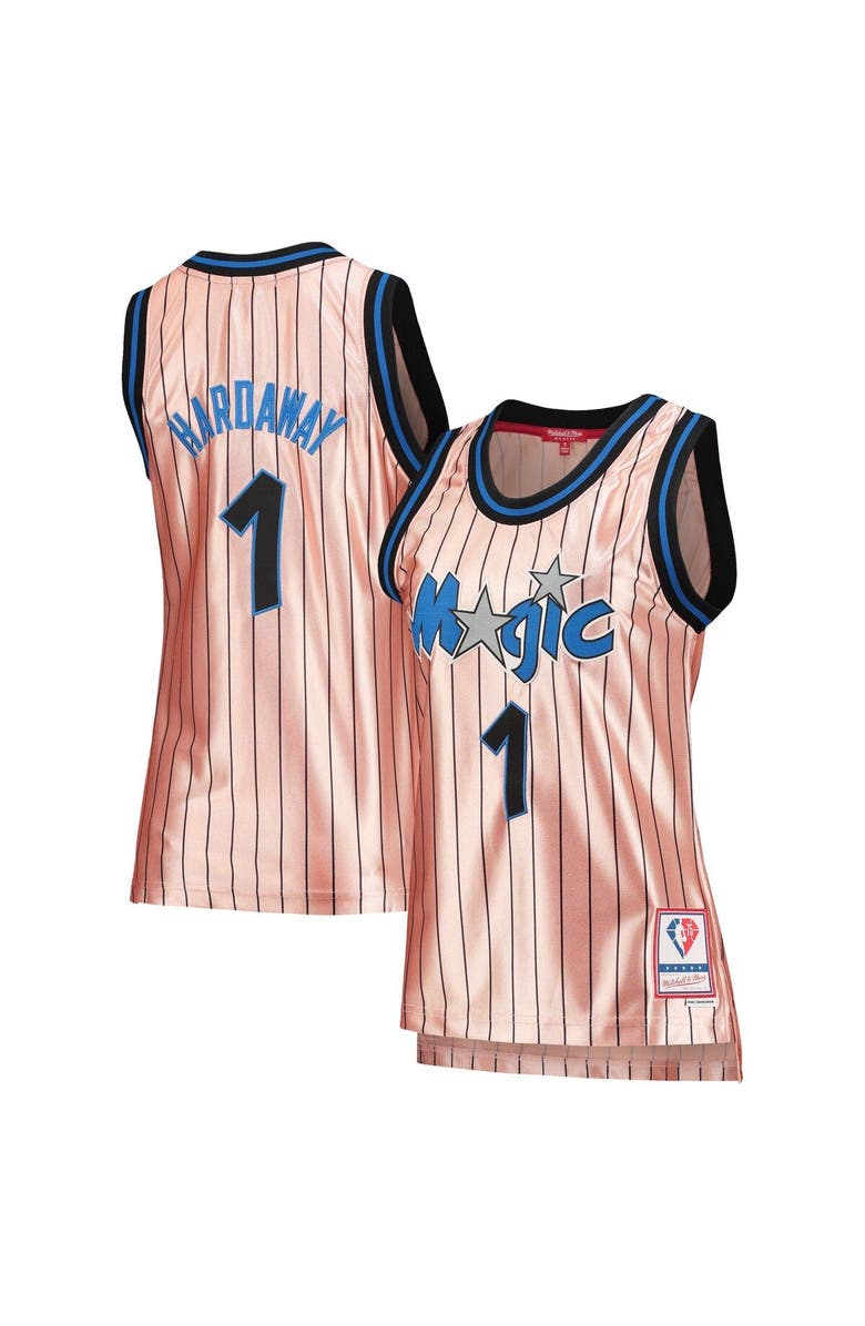 Mitchell & Ness Women's Mitchell & Ness Penny Hardaway Pink Orlando Magic 75th Anniversary Rose Gold 1993 Swingman Jersey, Main, color, 