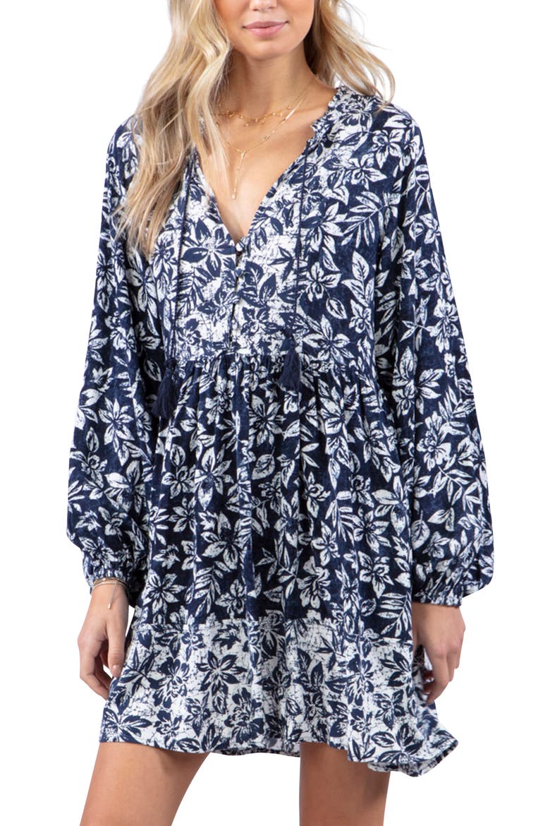 Long Sleeve Swing Dress, Main, color, NAVY