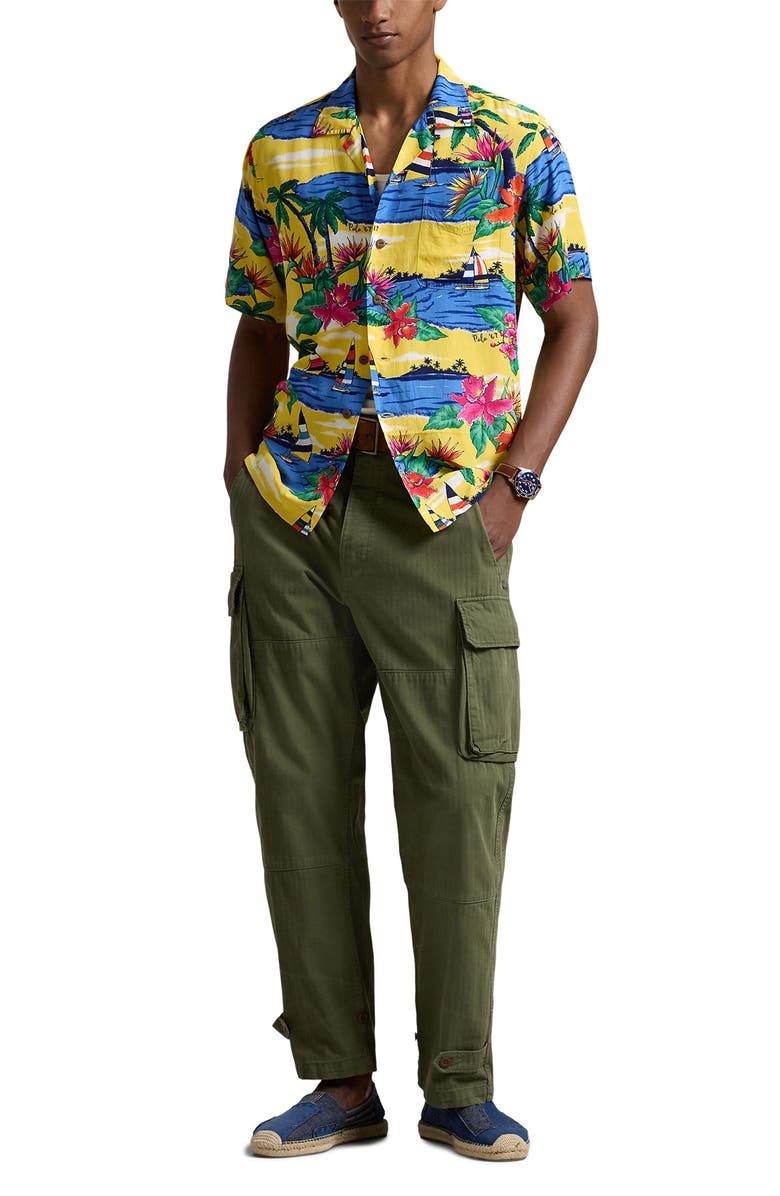 Polo Ralph Lauren Sailboat Print Camp Shirt, Alternate, color, 6324 Club Sail