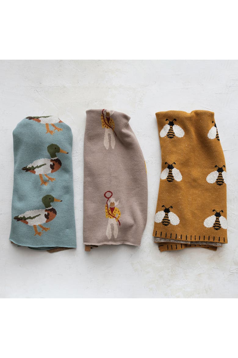 Soft Cotton Knit Baby Blanket with Decorative Duck Print, Multicolor, Alternate, color, Multicolor