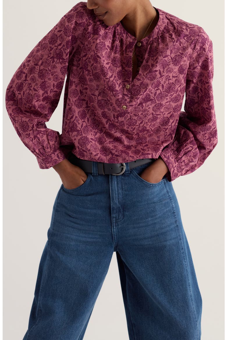 St Mawes Floral Organic Cotton Shirt, Main, color, ALLIUM FLOWERS DRIED ROSE
