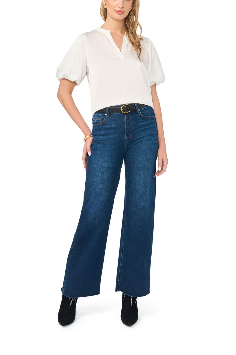 Puff Sleeve Satin Top, Alternate, color, NEW IVORY