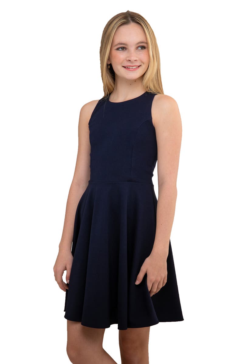 Un Deux Trois Kids' Textured Racerback Fit & Flare Dress, Main, color, 
