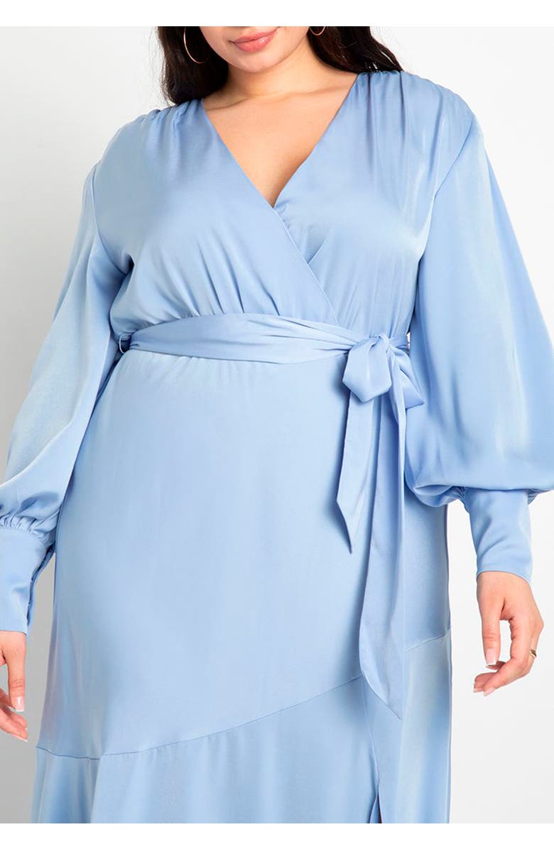 ELOQUII Satin Maxi Dress, Alternate, color, Periwinkle