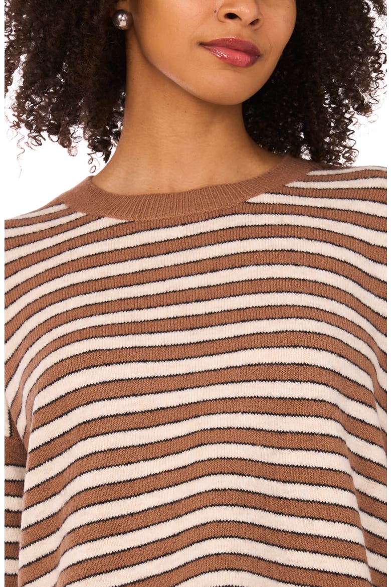 Stripe Crewneck Sweater, Alternate, color, COCOA