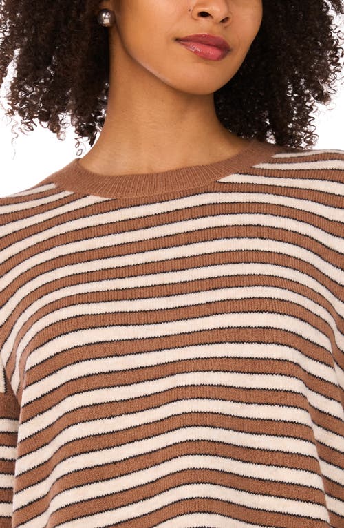 Halogen ® Stripe Crewneck Sweater In Brown