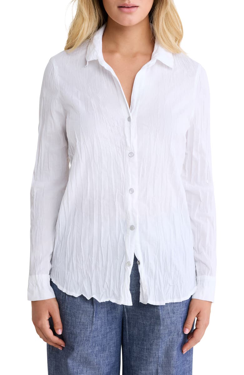 NIC+ZOE Core Cotton Long Sleeve Button-Up Shirt, Main, color, Paper White