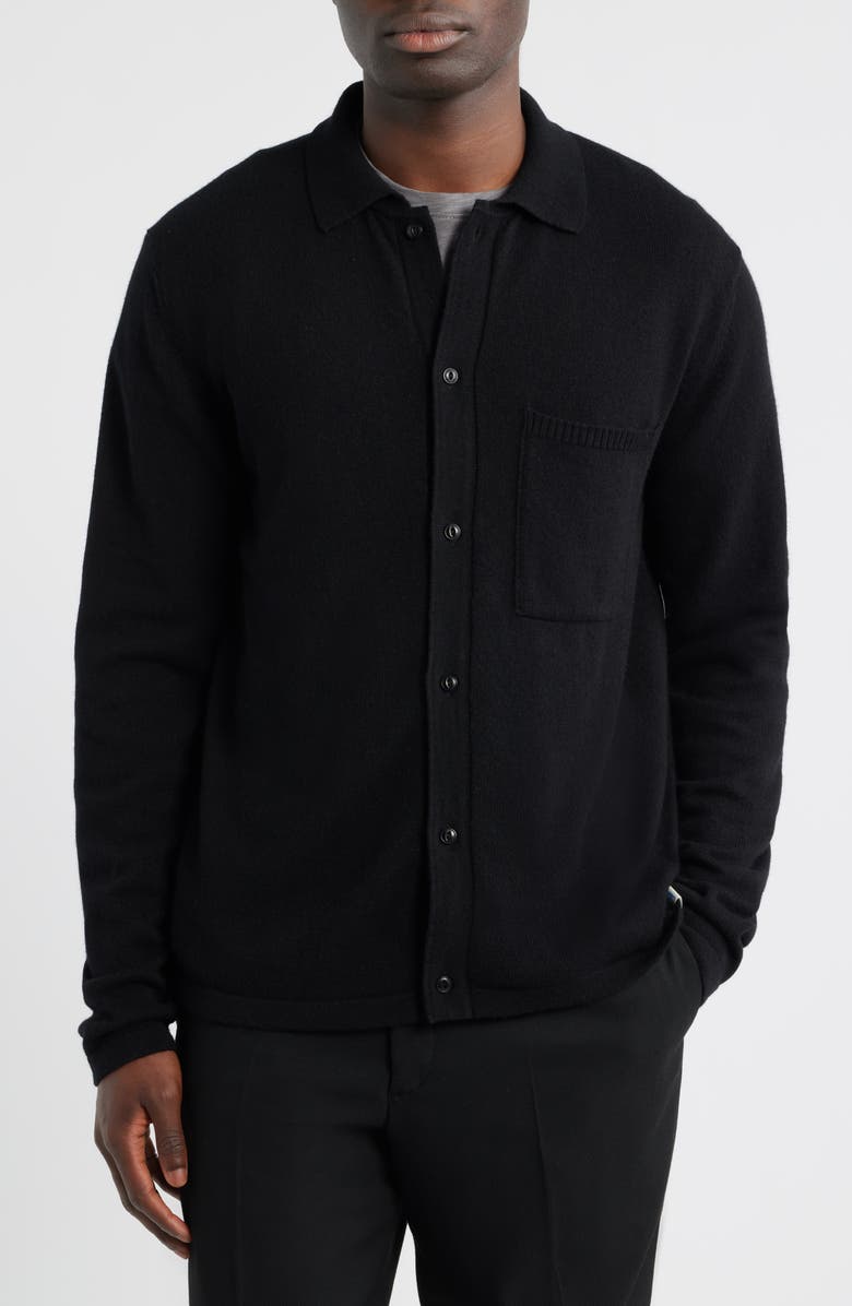 MERZ B SCHWANEN Relaxed Fit Merino Wool, Silk & Cashmere Cardigan, Alternate, color, Deep Black