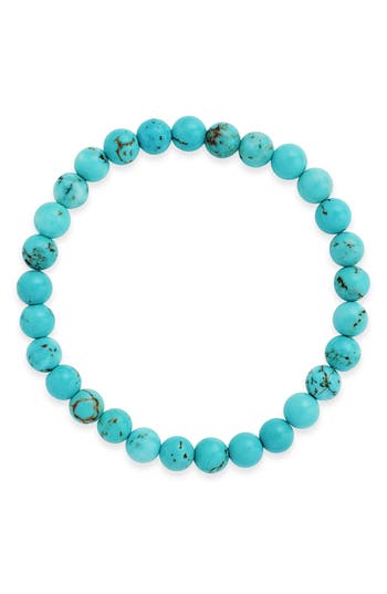 Sterling Forever Light Turquoise Beaded Stretch Bracelet In Blue