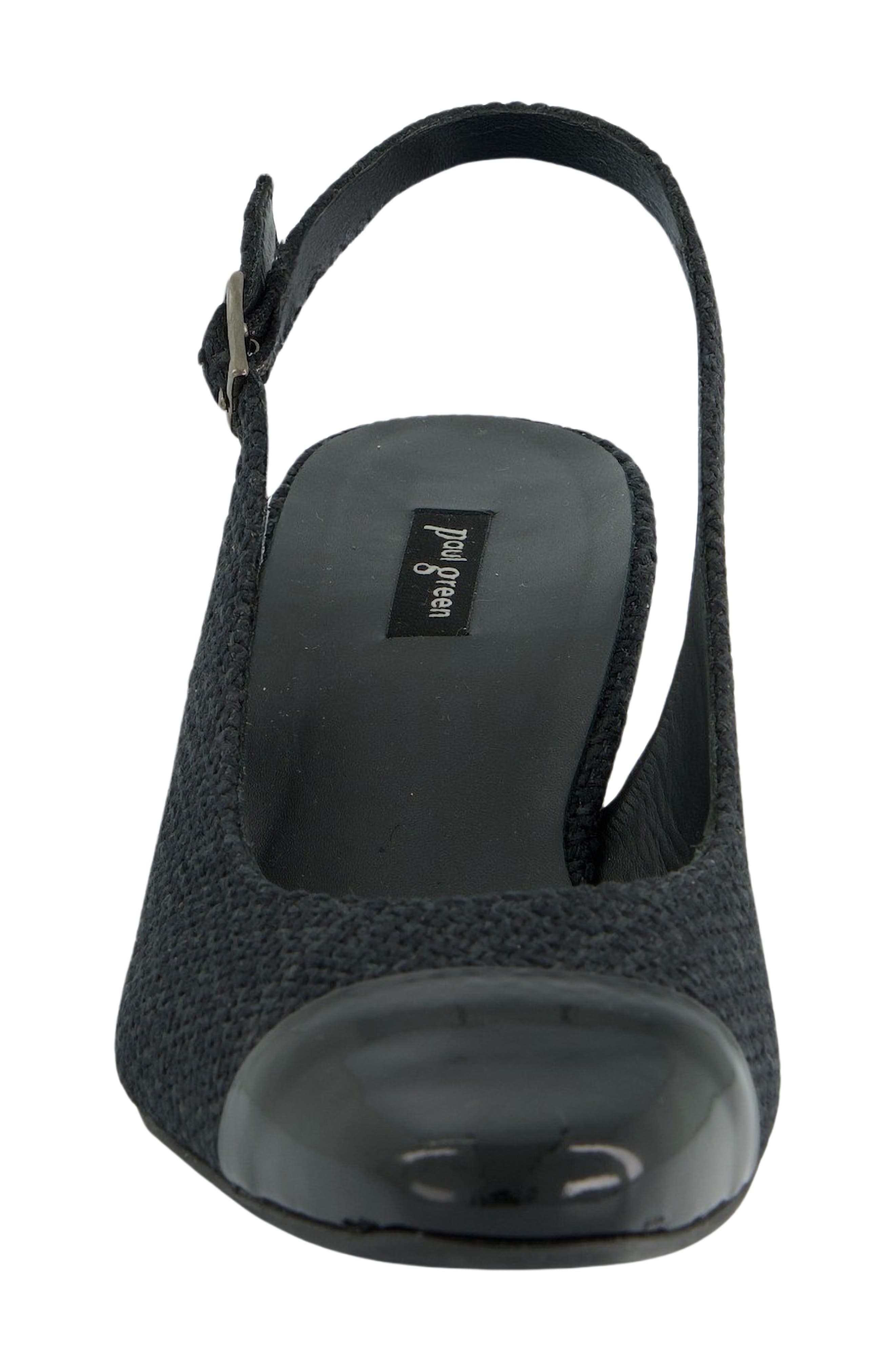 Paul Green Dallas Slingback Cap Toe Pump, Alternate, color, Black Grace Soft Patent