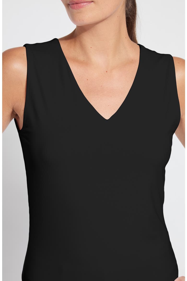 'Lyssentials COOL-FRESH™ Jersey V-Neck Tank, Alternate, color, BLACK