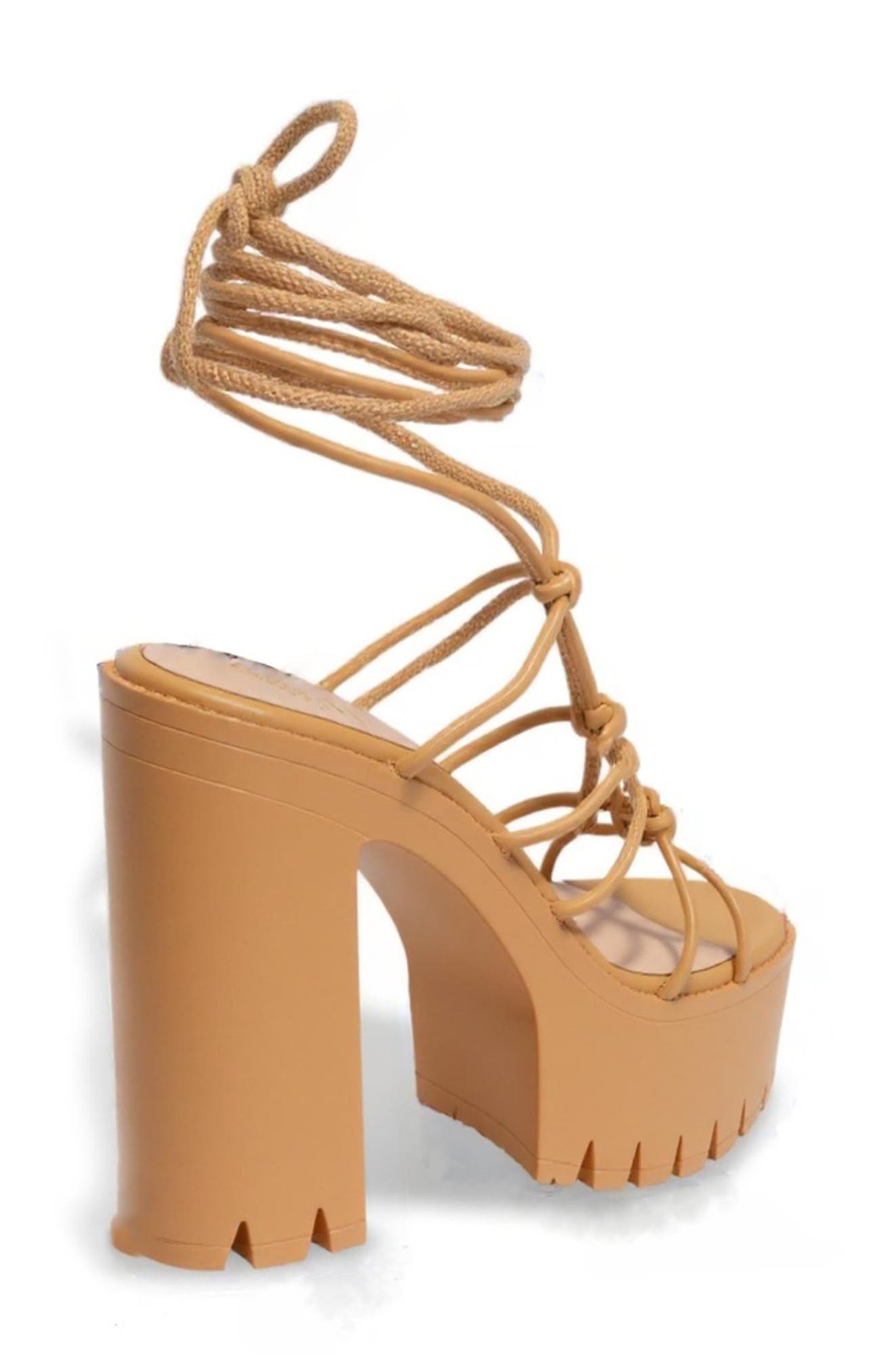 CHASE AND CHLOE Knotted Ankle Wrap Platform Sandal, Alternate, color, 