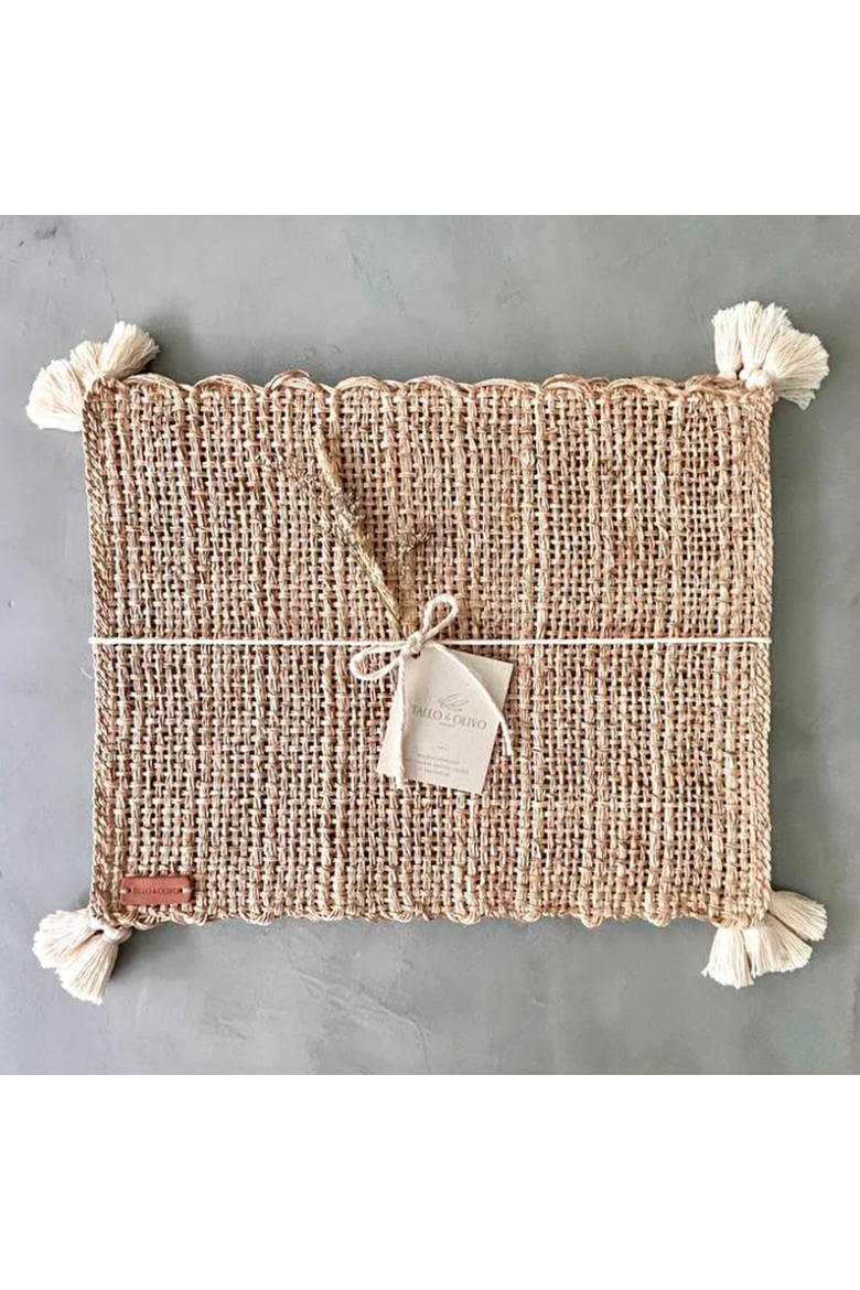 Rectangular Placemat with Tassels - Set of 4, Main, color, Brown