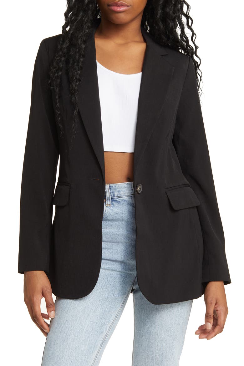 Tailored Slim Fit Blazer, Main, color, BLACK