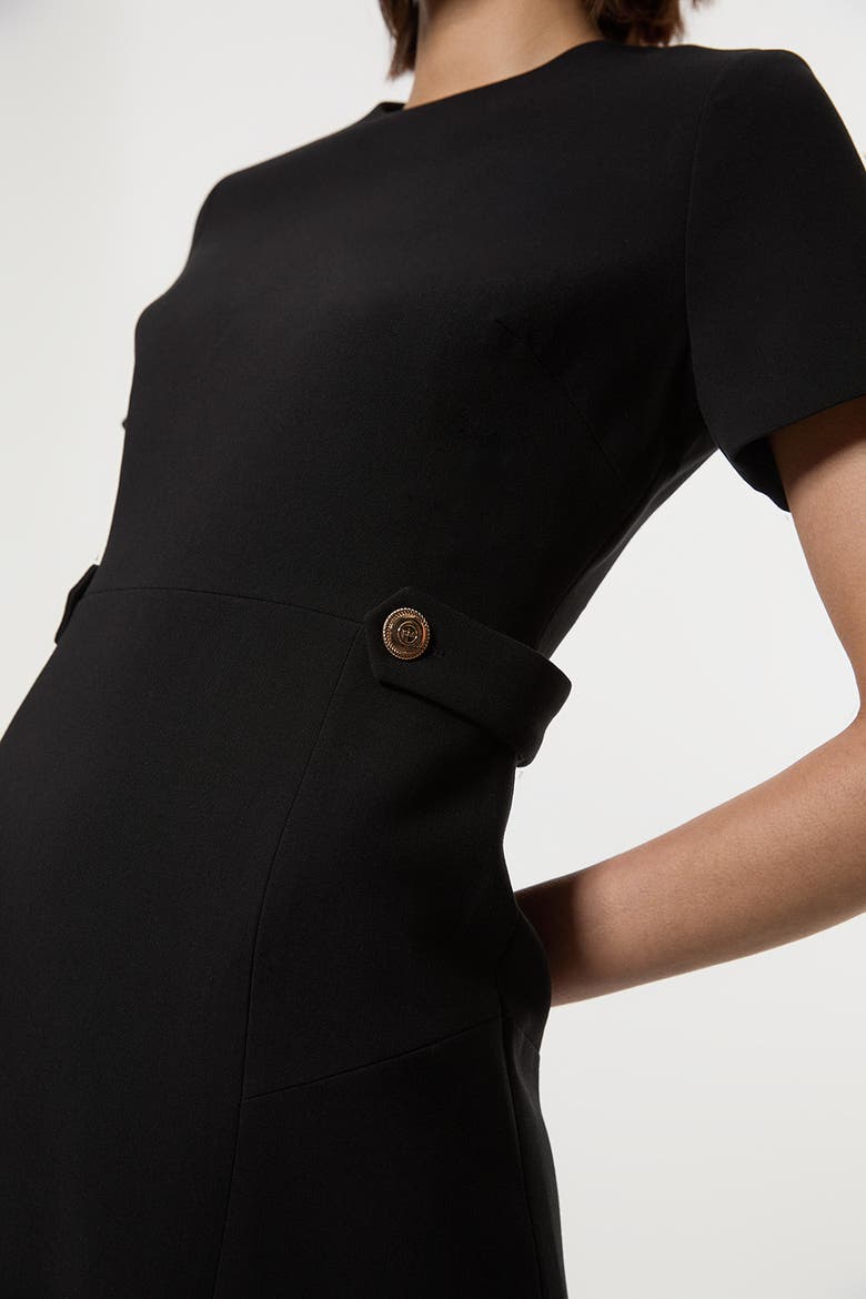 Tab Detail Tailored Mini Dress, Alternate, color, Black