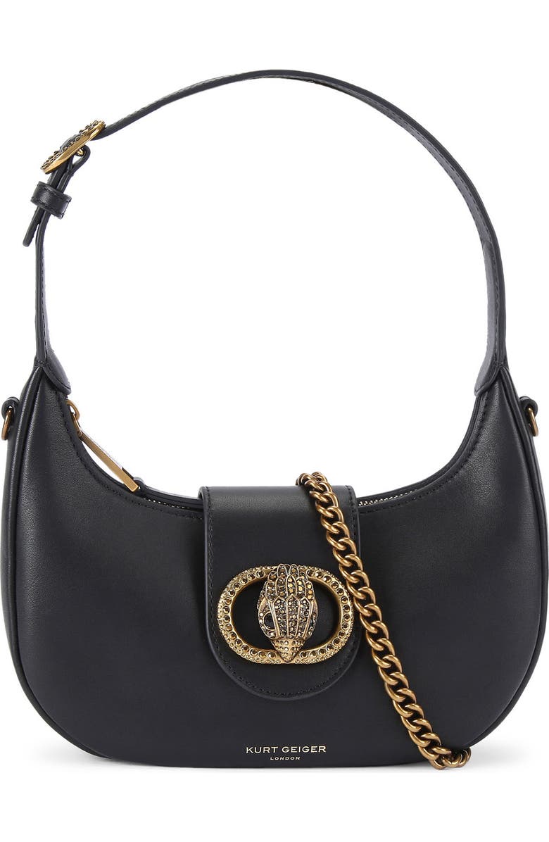 Kurt Geiger London Small Chelsea Leather Hobo Bag, Main, color, Black