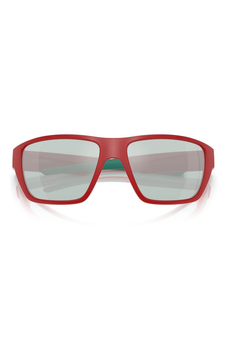 61mm Rectangular Sunglasses, Alternate, color, RED / MIRROR BLUE