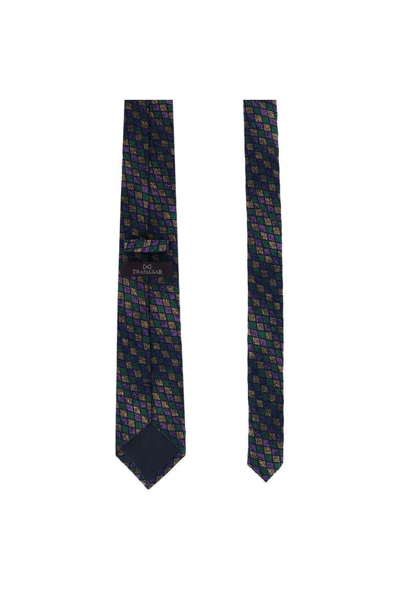 Carnival Diamond Multi-Colored Novelty Silk Necktie, Alternate, color, Purple, Yellow, Green