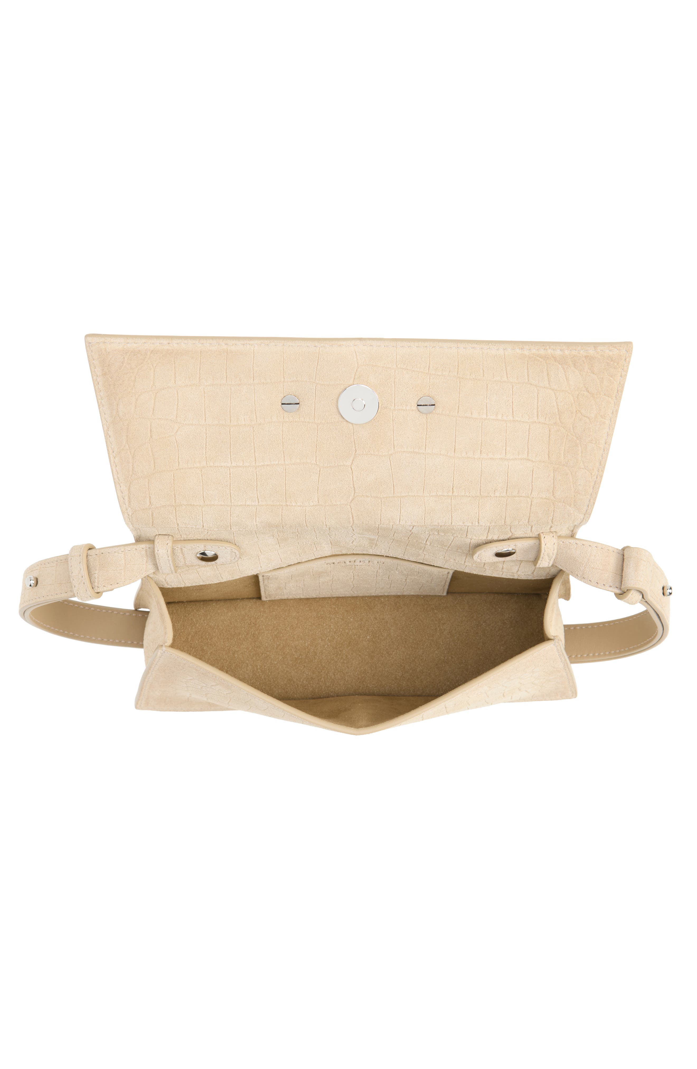 Mini Jeweled Croc Embossed Suede Top Handle Bag, Alternate, color, ZINC