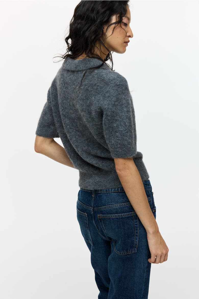 Alpaca-blend Polo Shirt, Alternate, color, Dark gray melange