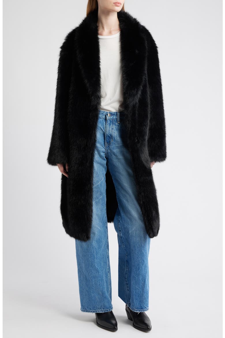 Long Faux Fur Coat, Main, color, BLACK