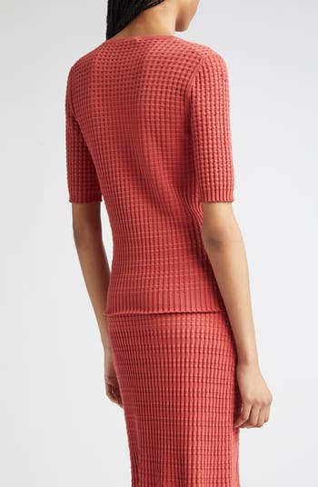 Mixed Stitch Short Sleeve Sweater