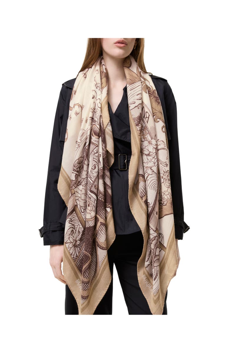 Burberry Etched Knight Cashmere Silk Scarf, Alternate, color, 