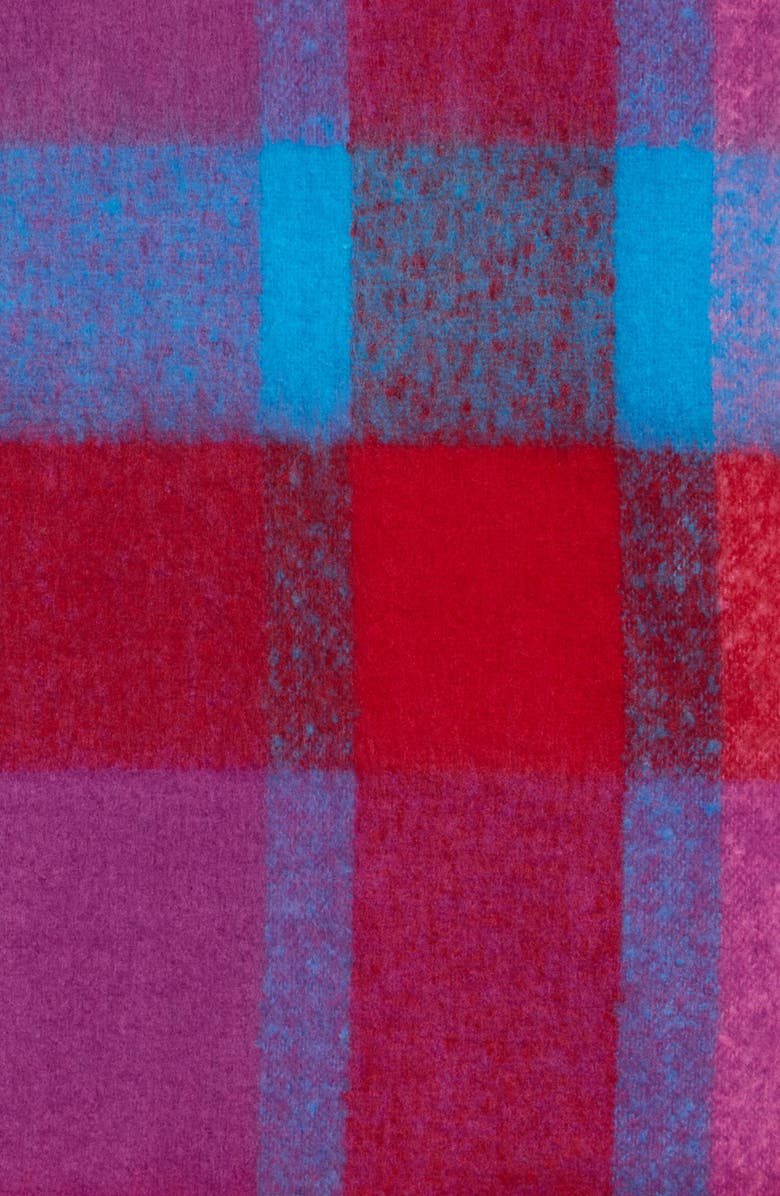 Steve Madden Mmmpop Plaid Lofty Scarf, Alternate, color, Scarlet Multi