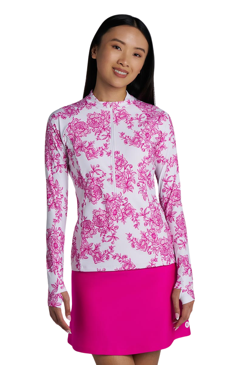 Women's Escalante Zip Rash Guard, UPF 50+ Sun Protection, Main, color, Fuchsia Pink