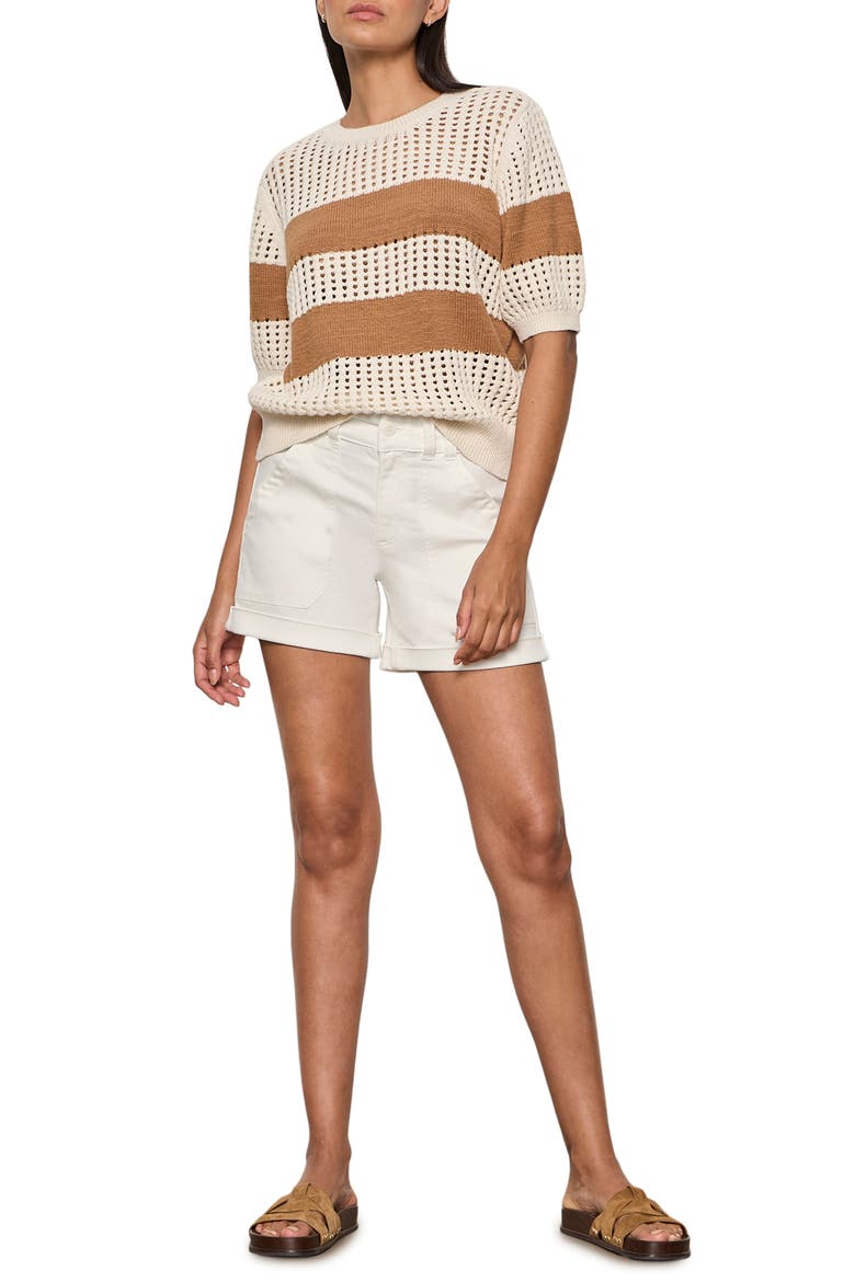 Beachside Openwork Stripe Sweater, Alternate, color, COLLAGEN WHITE/ COCONUT BROWN