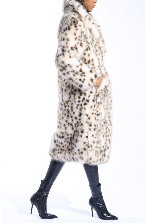 Azalea Wang Leopard Print Faux Fur Coat In White