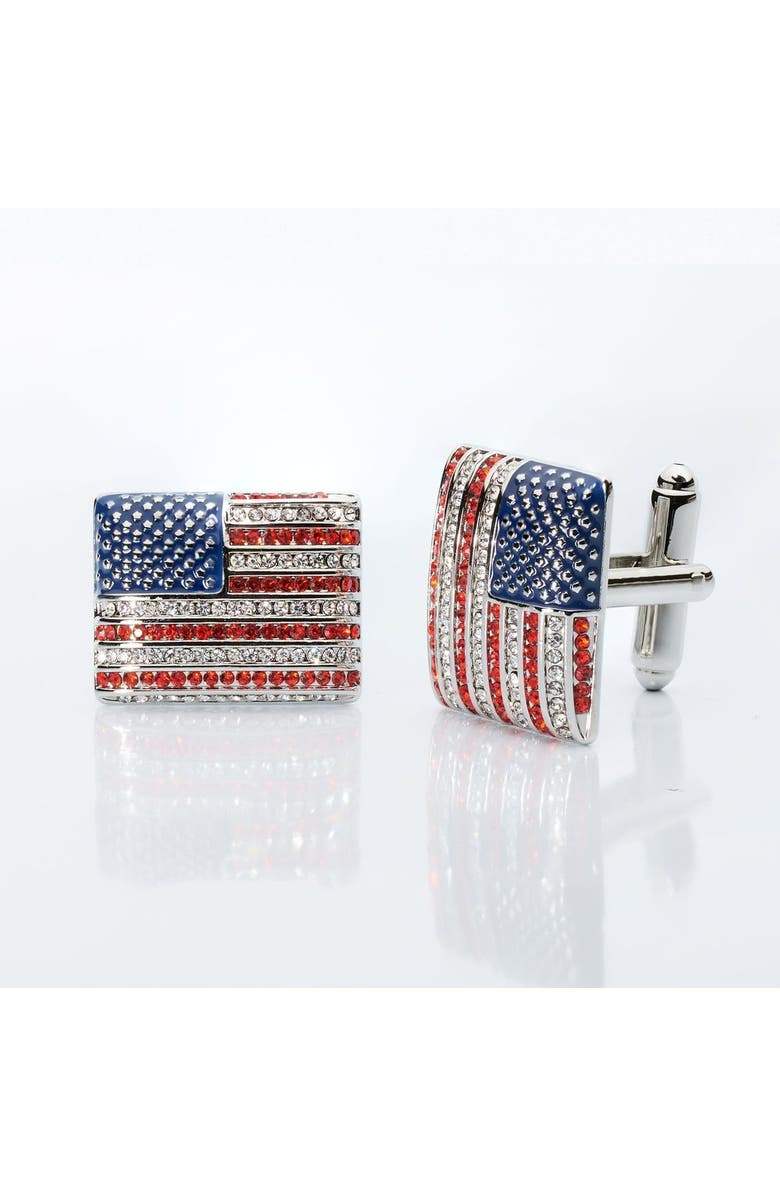 Prince of Scots Stars & Stripes Crystal Cufflinks, Main, color, American Flag Enamel