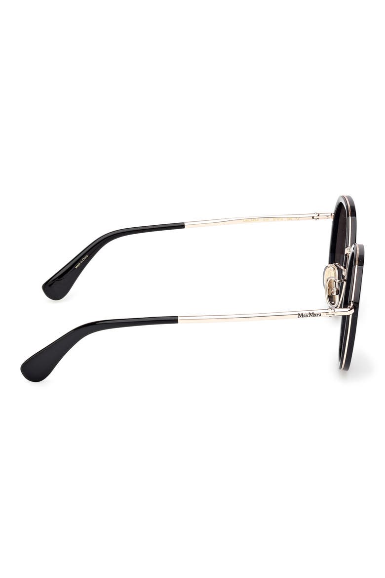 57mm Round Sunglasses, Alternate, color, SHINY BLACK / SMOKE