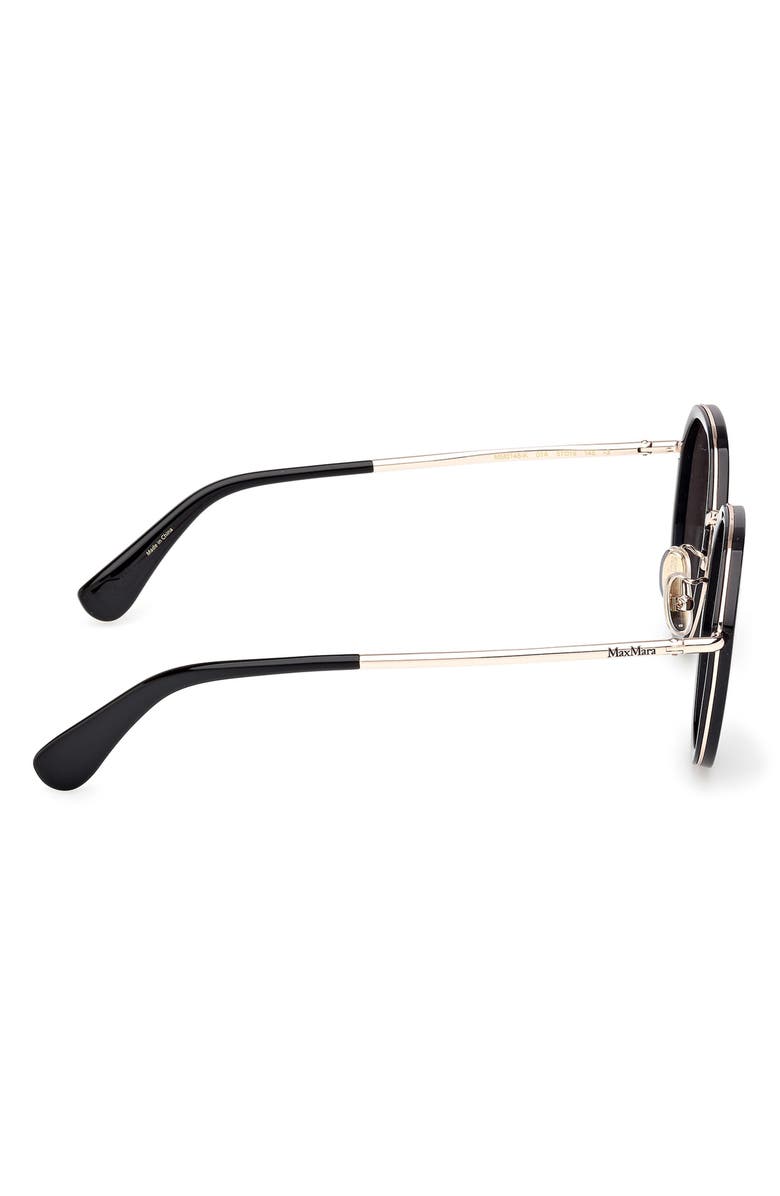 Max Mara 57mm Round Sunglasses, Alternate, color, Shiny Black / Smoke